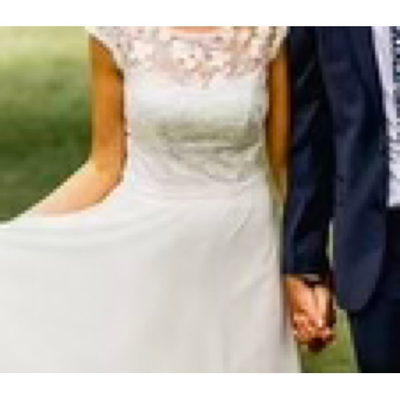 Mon Cheri Stylish, Modest and Elegant Ivory/Nude Wedding Dress - Picture 6 of 10